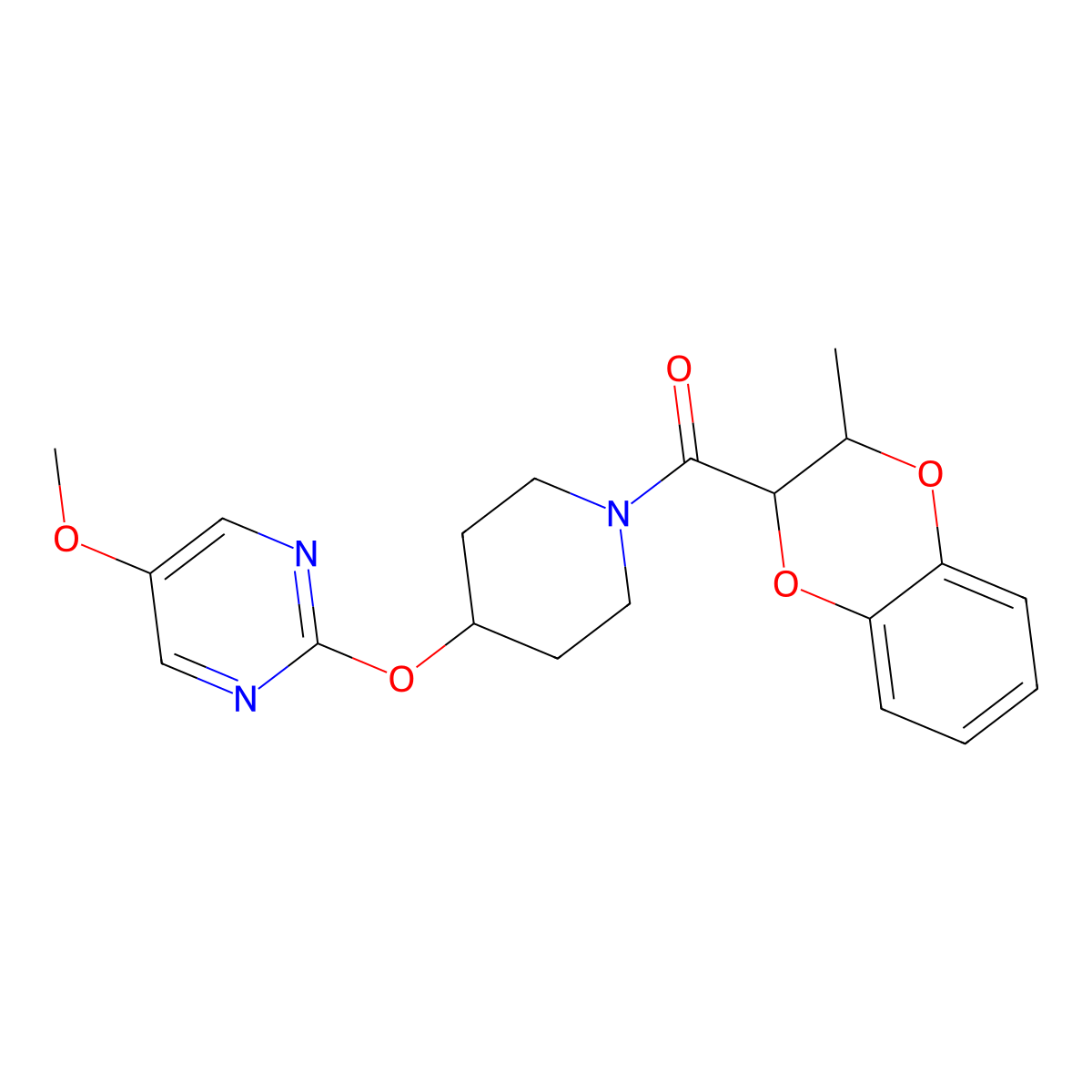 5-Methoxy-2-{[1-(3-methyl-2,3-dihydro-1,4-benzodioxine-2-carbonyl)piperidin-4-yl]oxy}pyrimidine molecular structure, CAS 2549037-83-2