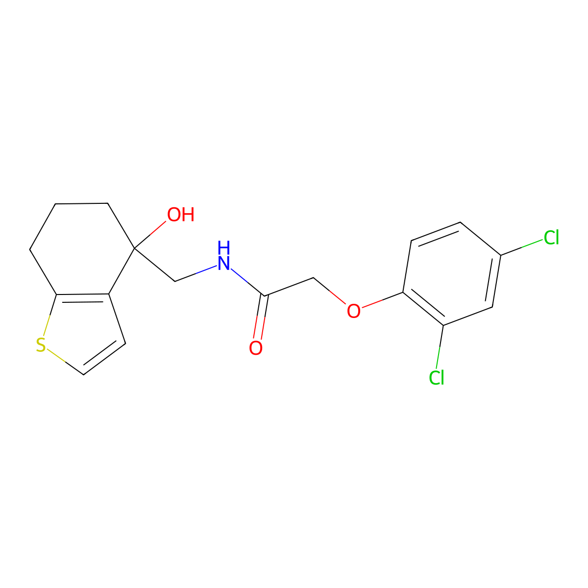 2-(2,4-dichlorophenoxy)-N-[(4-hydroxy-4,5,6,7-tetrahydro-1-benzothiophen-4-yl)methyl]acetamide molecular structure, CAS 2549037-90-1