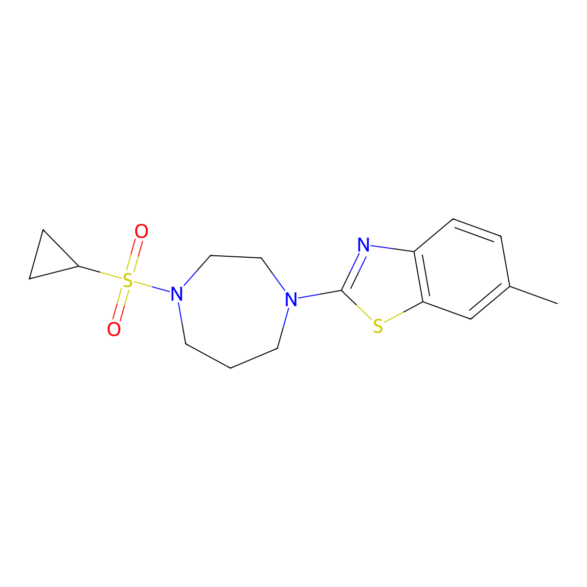2-[4-(Cyclopropanesulfonyl)-1,4-diazepan-1-yl]-6-methyl-1,3-benzothiazole molecular structure, CAS 2549037-97-8
