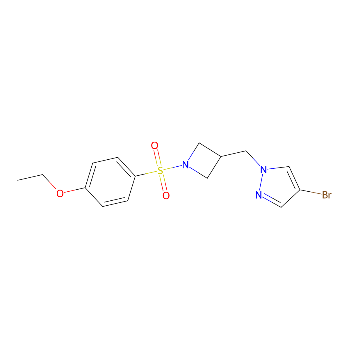4-bromo-1-{[1-(4-ethoxybenzenesulfonyl)azetidin-3-yl]methyl}-1H-pyrazole molecular structure, CAS 2549037-98-9