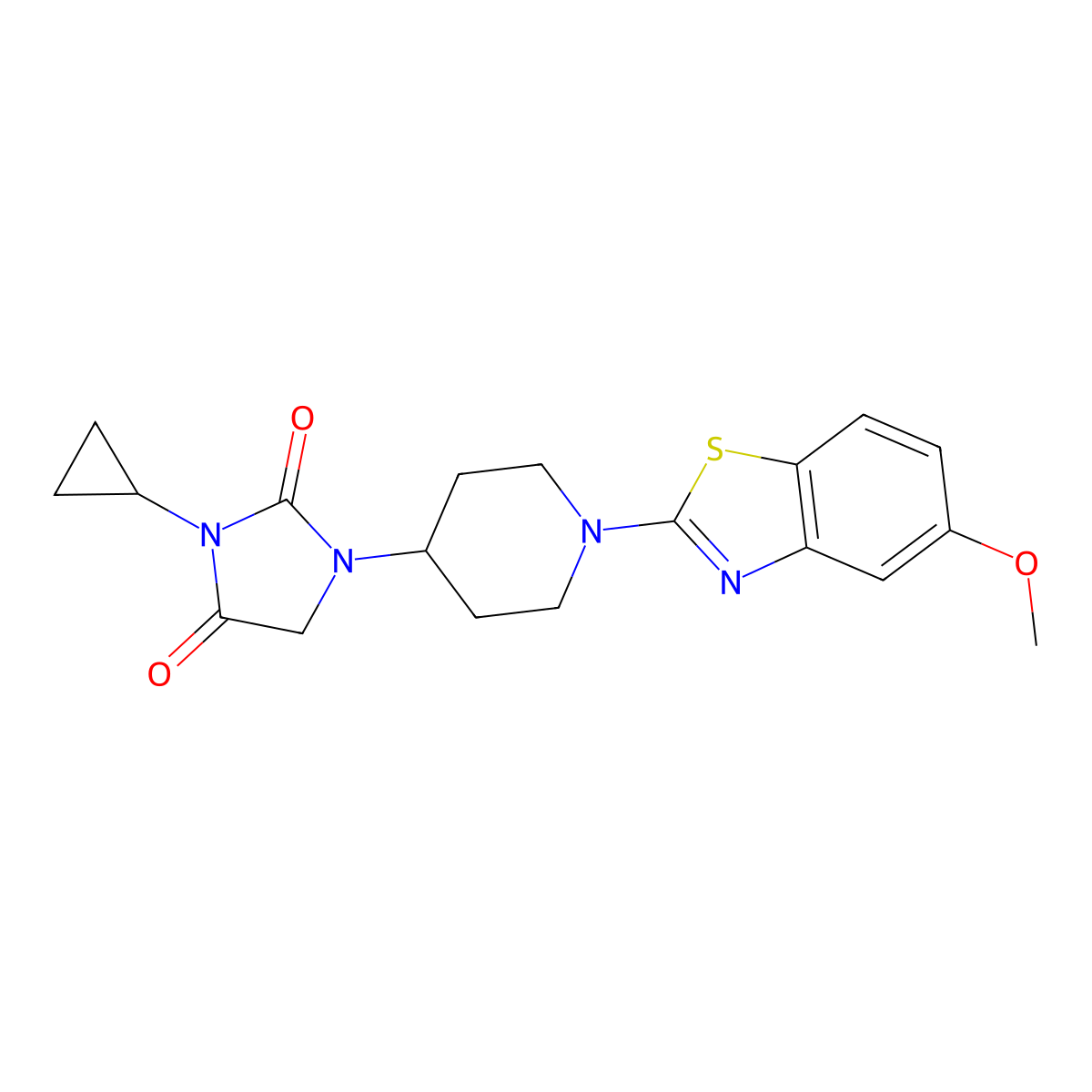 3-Cyclopropyl-1-[1-(5-methoxy-1,3-benzothiazol-2-yl)piperidin-4-yl]imidazolidine-2,4-dione molecular structure, CAS 2549038-01-7