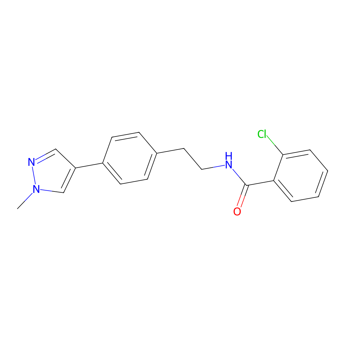 2-chloro-N-{2-[4-(1-methyl-1H-pyrazol-4-yl)phenyl]ethyl}benzamide molecular structure, CAS 2549038-02-8