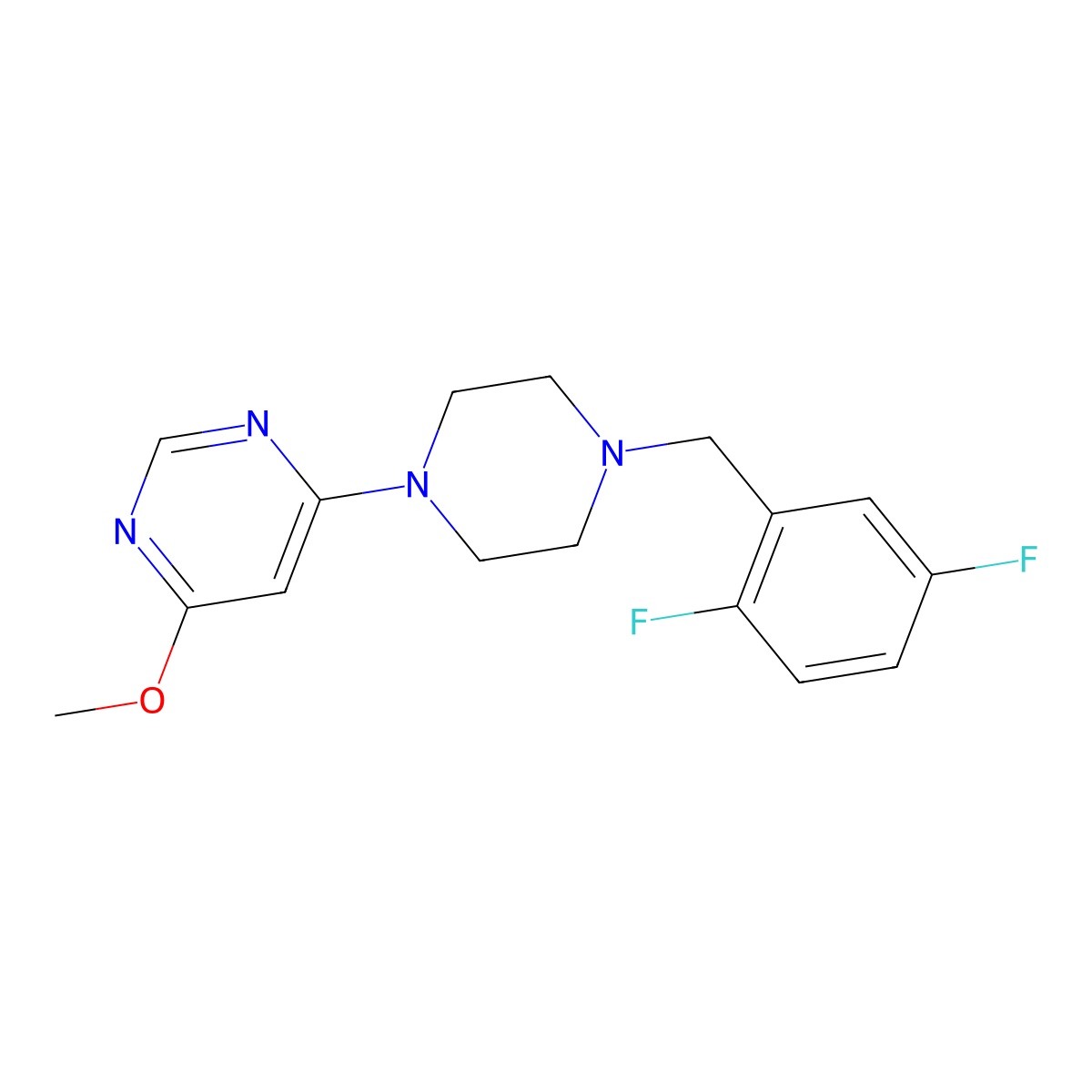 4-{4-[(2,5-Difluorophenyl)methyl]piperazin-1-yl}-6-methoxypyrimidine molecular structure, CAS 2549038-03-9