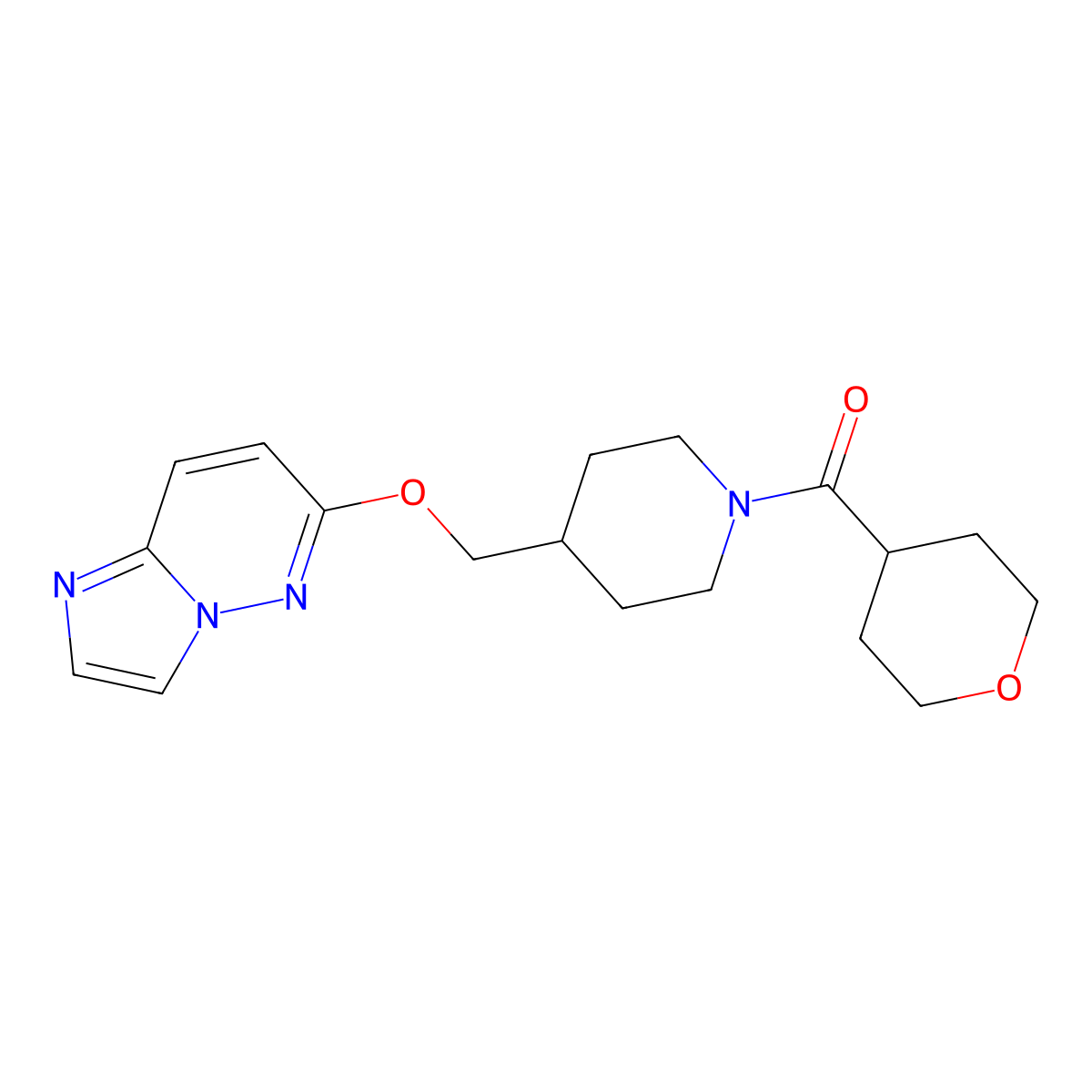 4-({Imidazo[1,2-b]pyridazin-6-yloxy}methyl)-1-(oxane-4-carbonyl)piperidine molecular structure, CAS 2549038-09-5