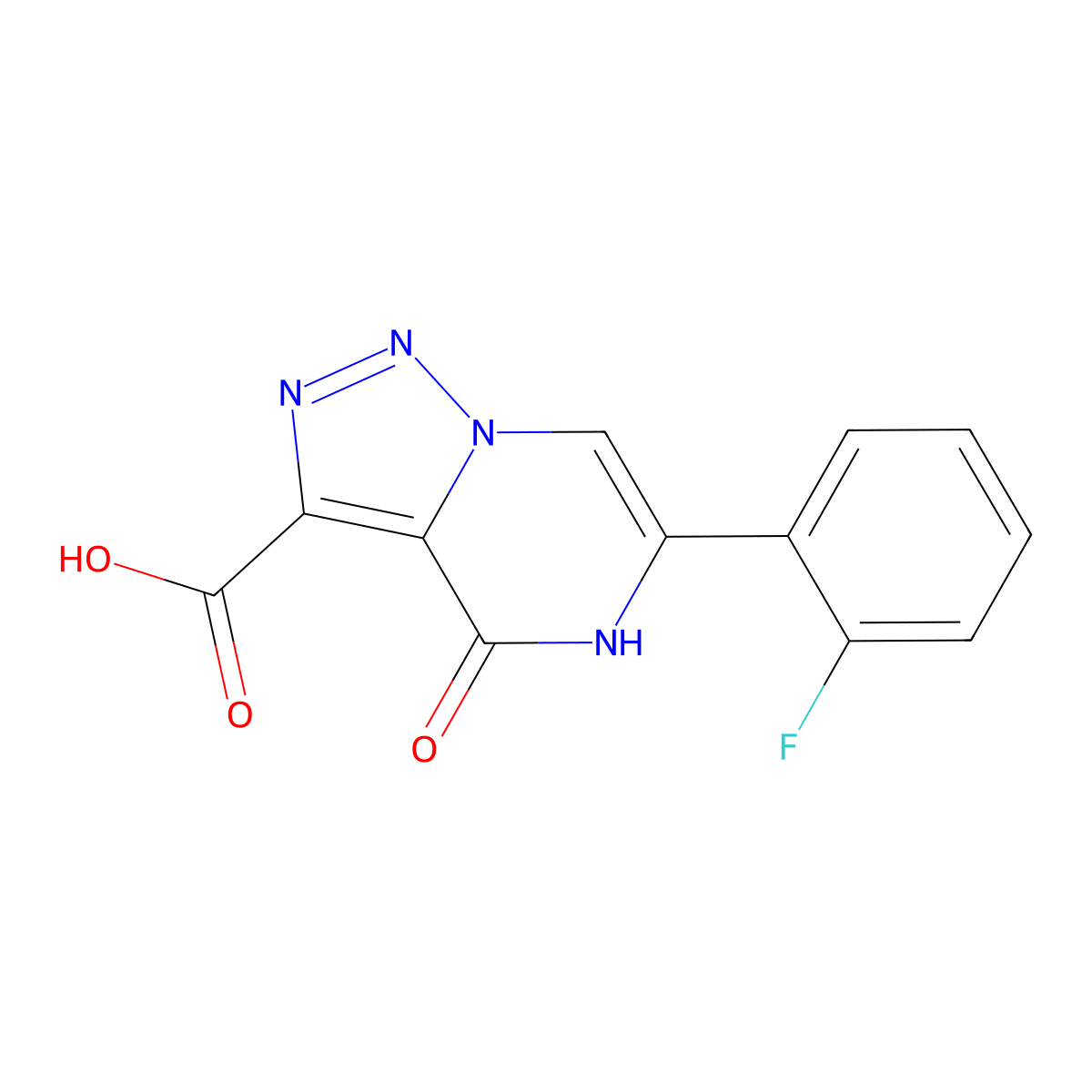 6-(2-fluorophenyl)-4-oxo-4H,5H-[1,2,3]triazolo[1,5-a]pyrazine-3-carboxylic acid molecular structure, CAS 2549038-10-8