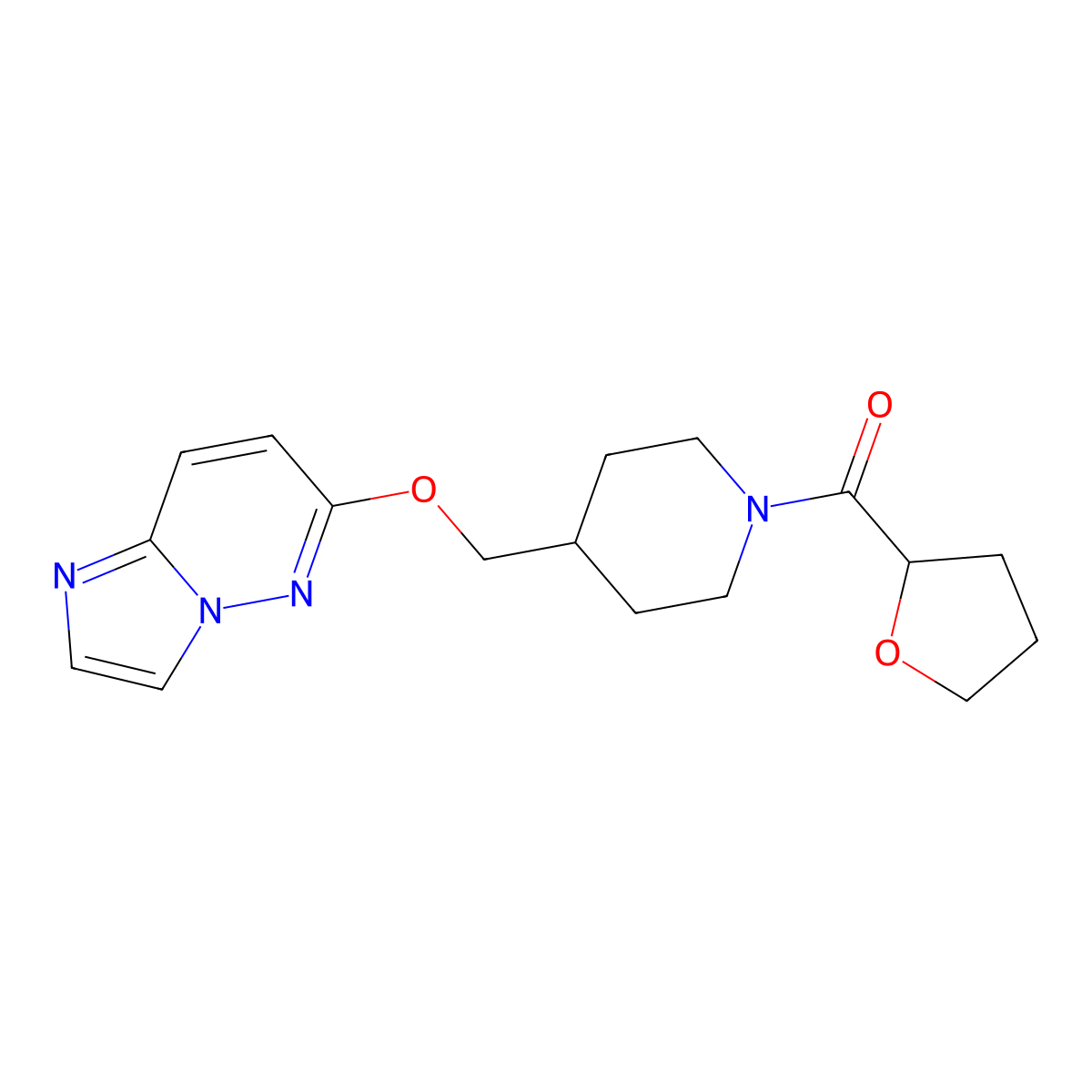 4-({Imidazo[1,2-b]pyridazin-6-yloxy}methyl)-1-(oxolane-2-carbonyl)piperidine molecular structure, CAS 2549038-11-9
