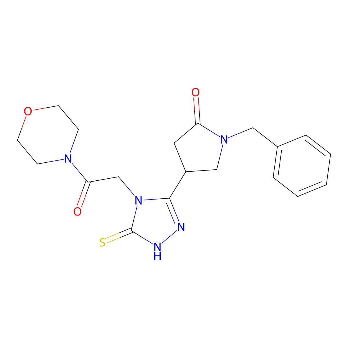 1-benzyl-4-{4-[2-(morpholin-4-yl)-2-oxoethyl]-5-sulfanylidene-4,5-dihydro-1H-1,2,4-triazol-3-yl}pyrrolidin-2-one molecular structure, CAS 2549038-17-5