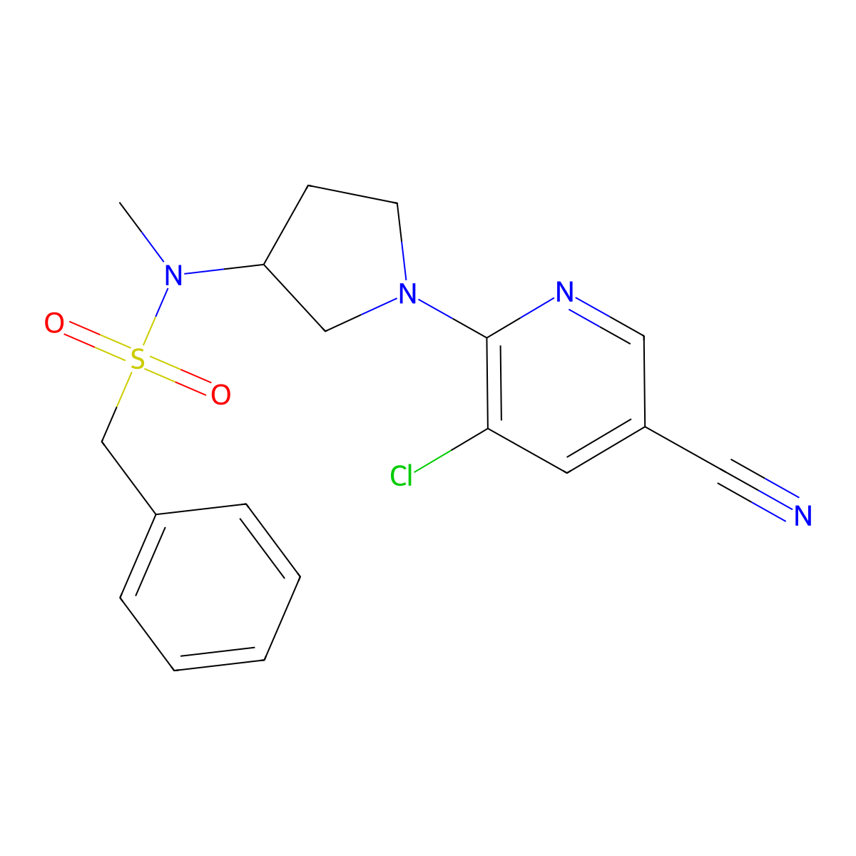 N-[1-(3-chloro-5-cyanopyridin-2-yl)pyrrolidin-3-yl]-N-methyl-1-phenylmethanesulfonamide molecular structure, CAS 2549038-20-0