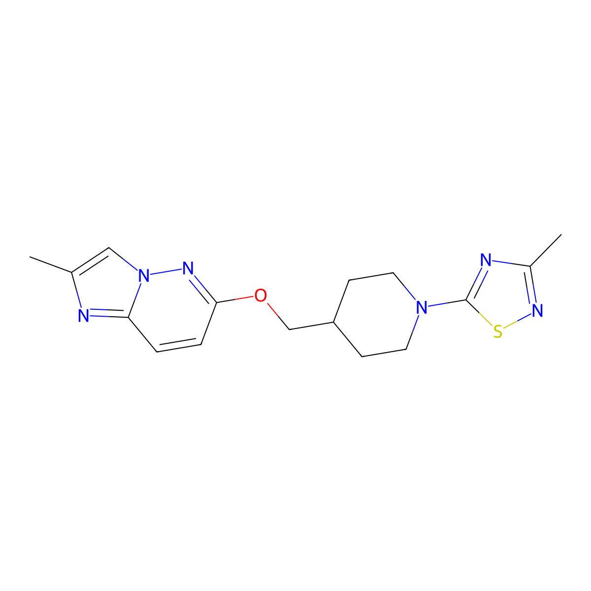 1-(3-Methyl-1,2,4-thiadiazol-5-yl)-4-[({2-methylimidazo[1,2-b]pyridazin-6-yl}oxy)methyl]piperidine molecular structure, CAS 2549038-31-3