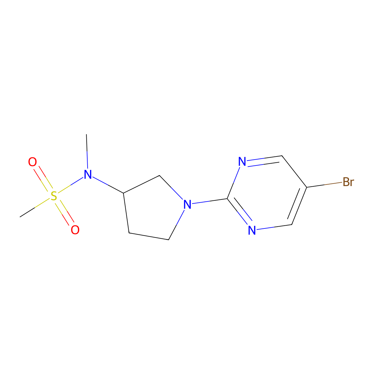 N-[1-(5-bromopyrimidin-2-yl)pyrrolidin-3-yl]-N-methylmethanesulfonamide molecular structure, CAS 2549038-35-7