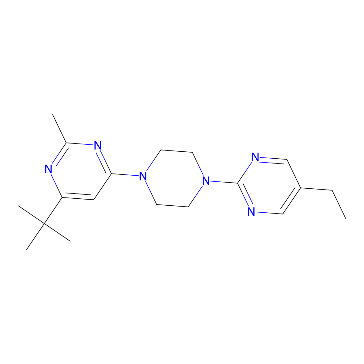 4-Tert-butyl-6-[4-(5-ethylpyrimidin-2-yl)piperazin-1-yl]-2-methylpyrimidine molecular structure, CAS 2549038-38-0