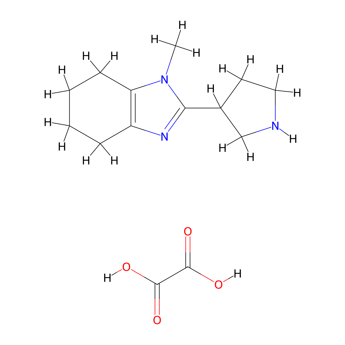 1-methyl-2-(pyrrolidin-3-yl)-4,5,6,7-tetrahydro-1H-1,3-benzodiazole; oxalic acid molecular structure, CAS 2549038-40-4