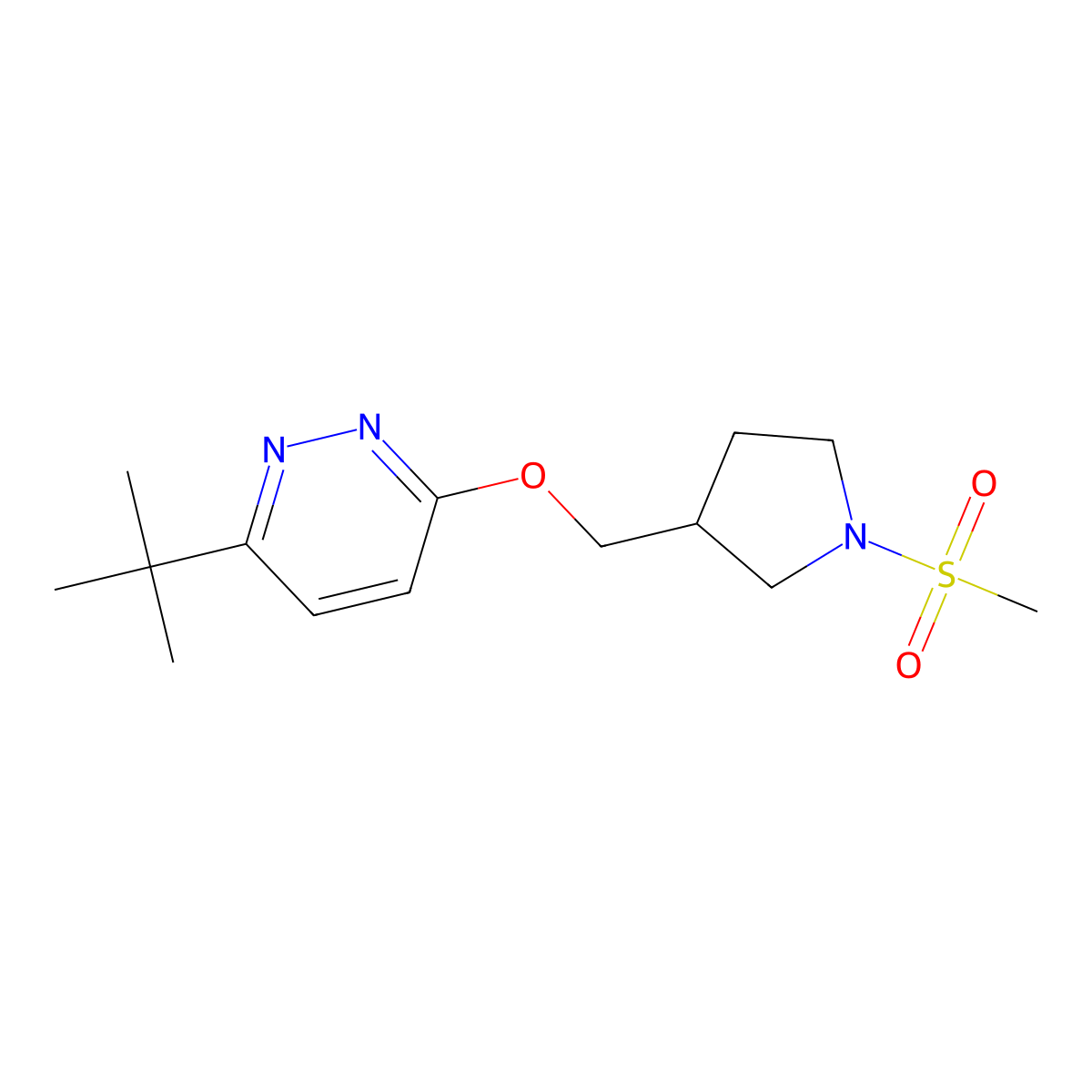 3-Tert-butyl-6-[(1-methanesulfonylpyrrolidin-3-yl)methoxy]pyridazine molecular structure, CAS 2549038-45-9