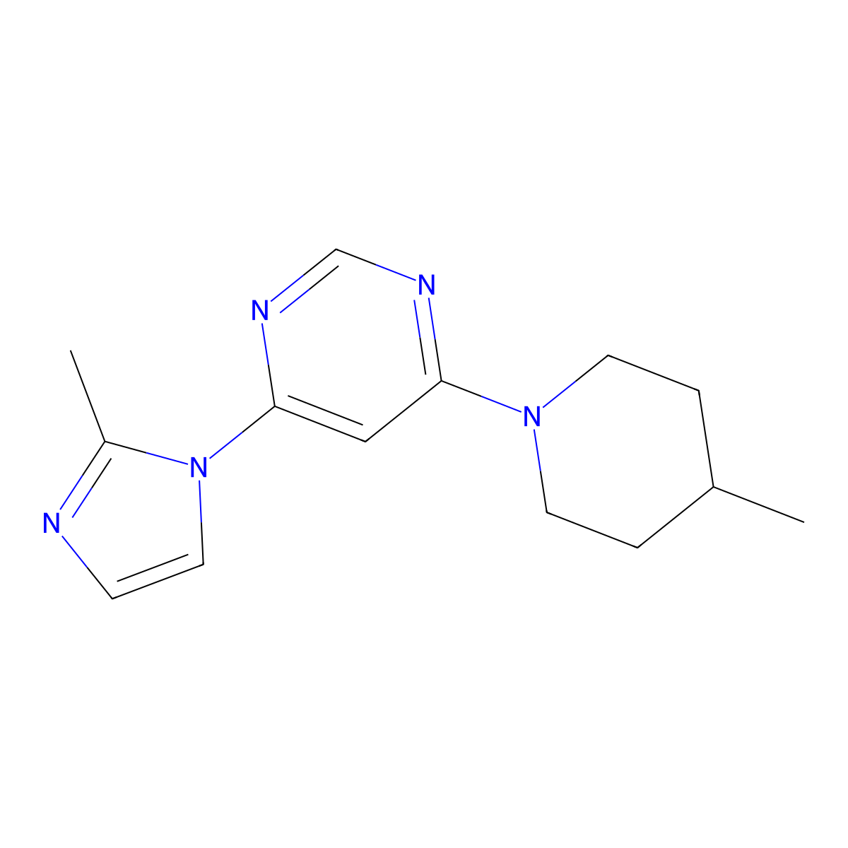 4-(2-methyl-1H-imidazol-1-yl)-6-(4-methylpiperidin-1-yl)pyrimidine molecular structure, CAS 2549038-47-1