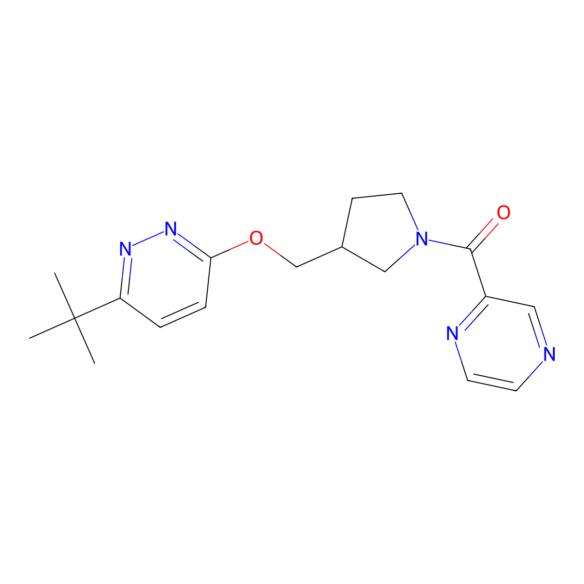 3-Tert-butyl-6-{[1-(pyrazine-2-carbonyl)pyrrolidin-3-yl]methoxy}pyridazine molecular structure, CAS 2549038-56-2
