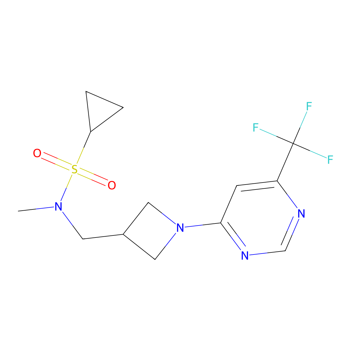 N-methyl-N-({1-[6-(trifluoromethyl)pyrimidin-4-yl]azetidin-3-yl}methyl)cyclopropanesulfonamide molecular structure, CAS 2549038-57-3