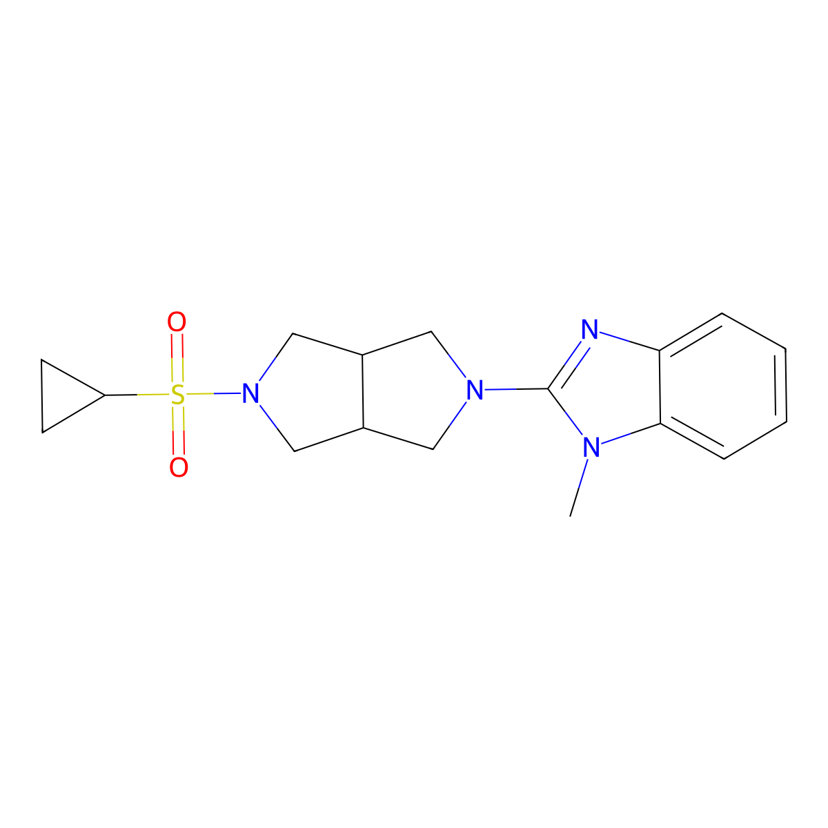 2-[5-(cyclopropanesulfonyl)-octahydropyrrolo[3,4-c]pyrrol-2-yl]-1-methyl-1H-1,3-benzodiazole molecular structure, CAS 2549038-63-1
