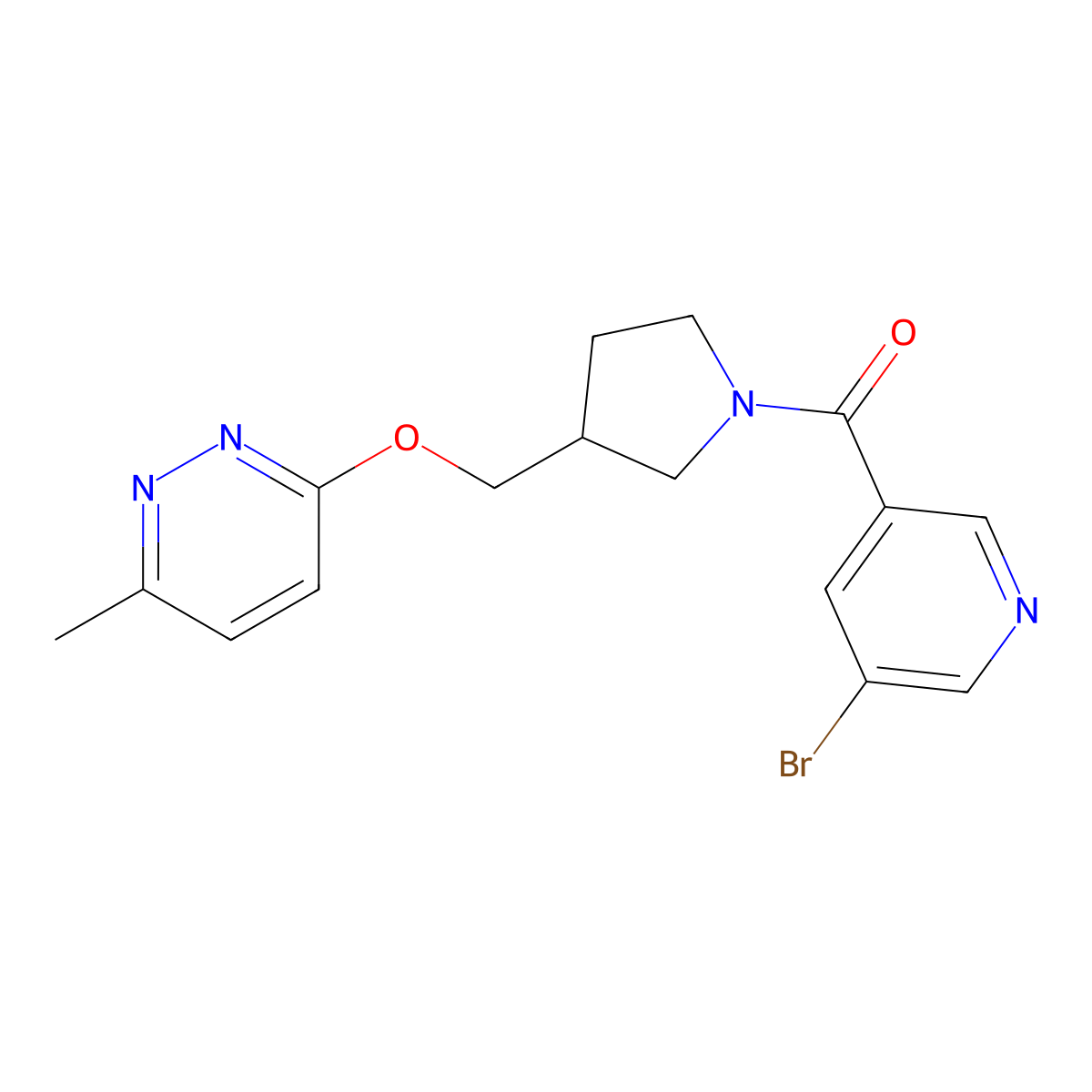 3-{[1-(5-Bromopyridine-3-carbonyl)pyrrolidin-3-yl]methoxy}-6-methylpyridazine molecular structure, CAS 2549038-66-4