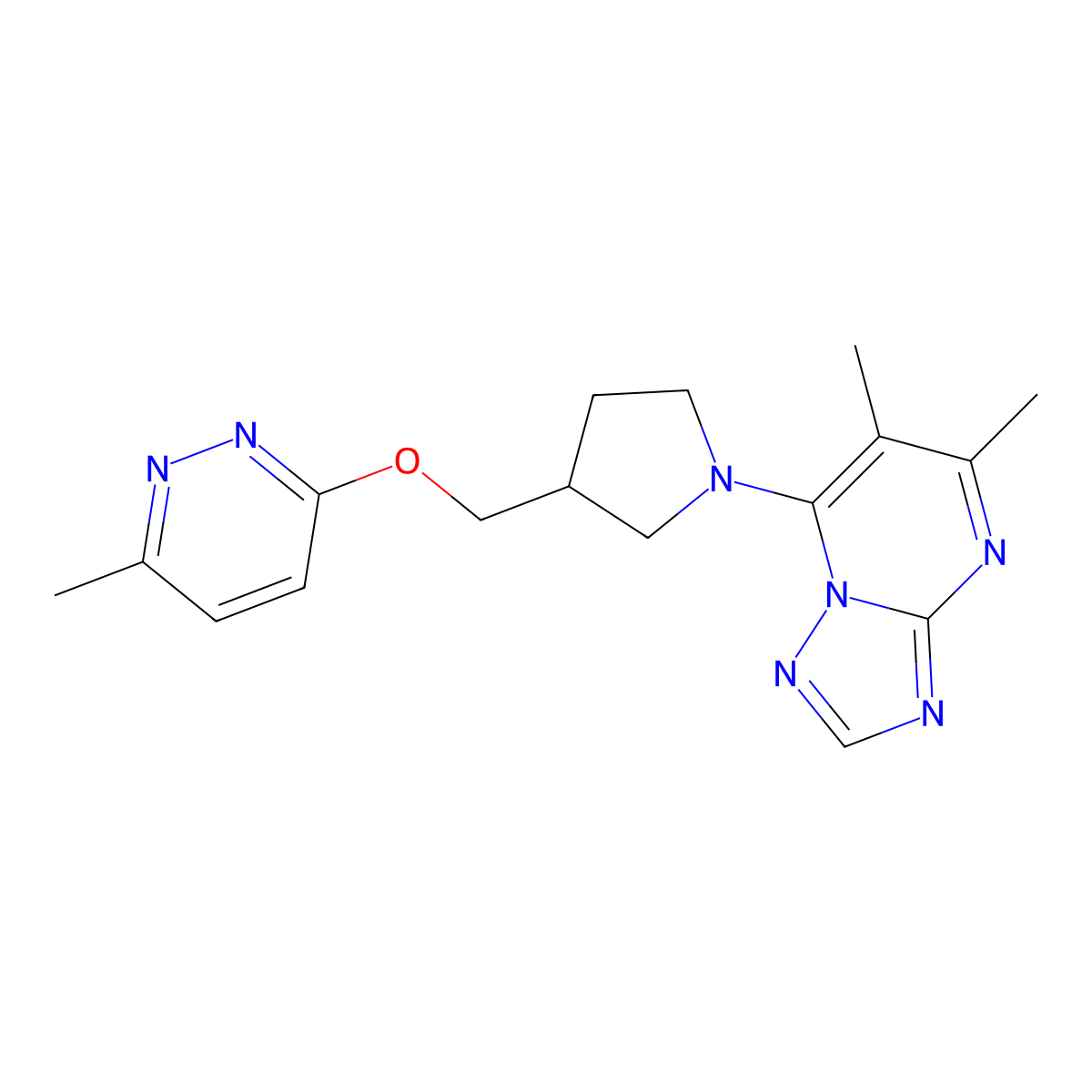 3-[(1-{5,6-Dimethyl-[1,2,4]triazolo[1,5-a]pyrimidin-7-yl}pyrrolidin-3-yl)methoxy]-6-methylpyridazine molecular structure, CAS 2549038-72-2