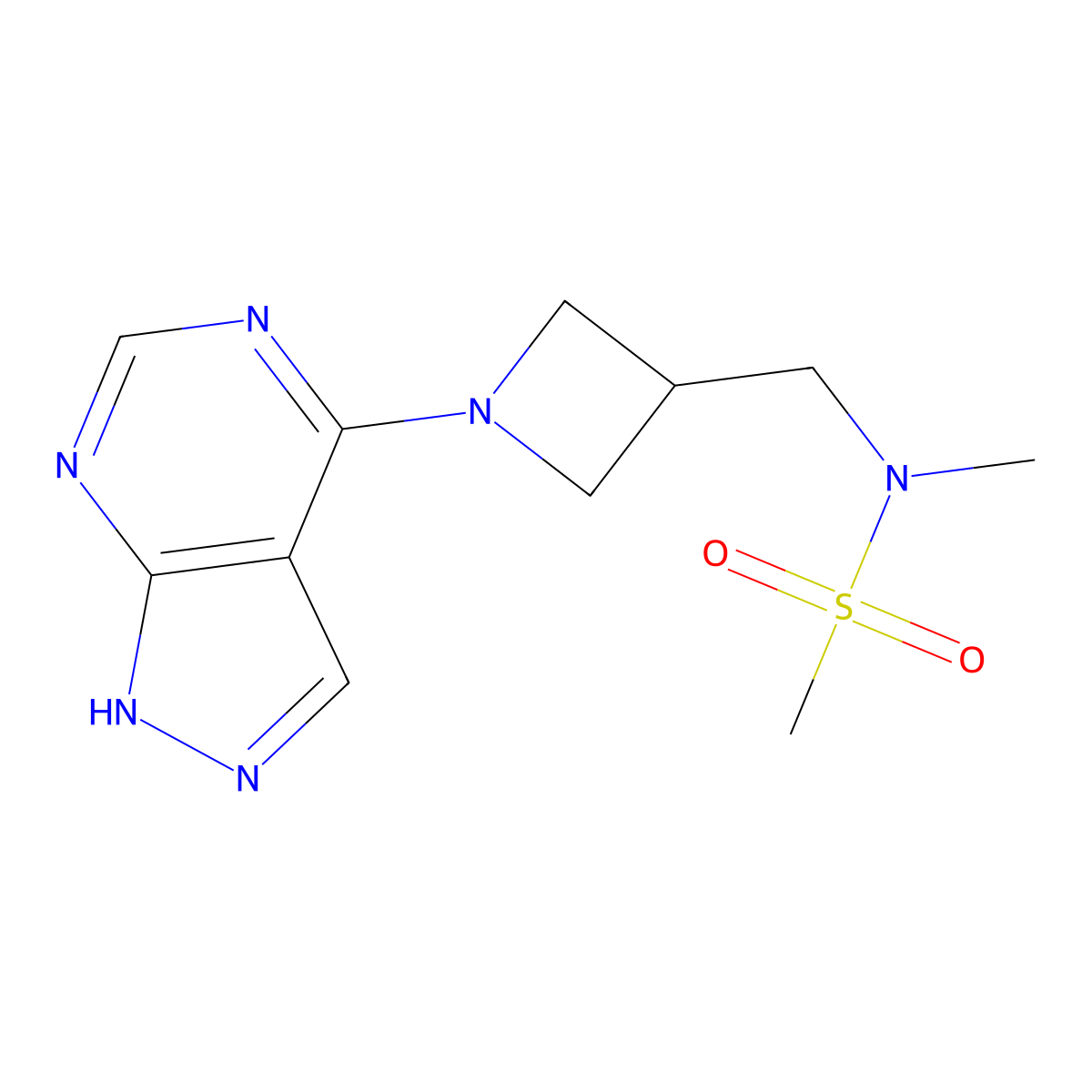 N-methyl-N-[(1-{1H-pyrazolo[3,4-d]pyrimidin-4-yl}azetidin-3-yl)methyl]methanesulfonamide molecular structure, CAS 2549038-73-3