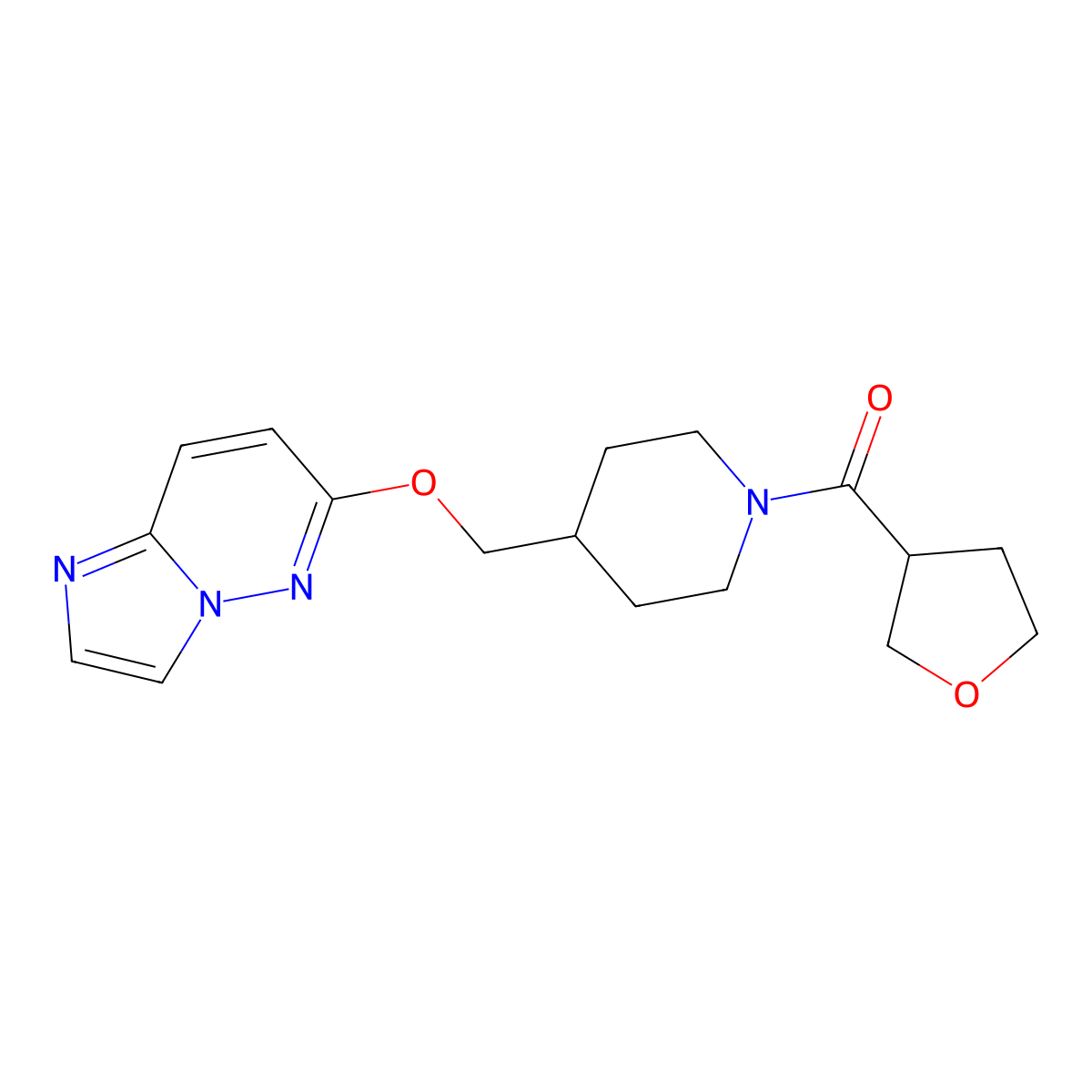 4-({Imidazo[1,2-b]pyridazin-6-yloxy}methyl)-1-(oxolane-3-carbonyl)piperidine molecular structure, CAS 2549038-75-5