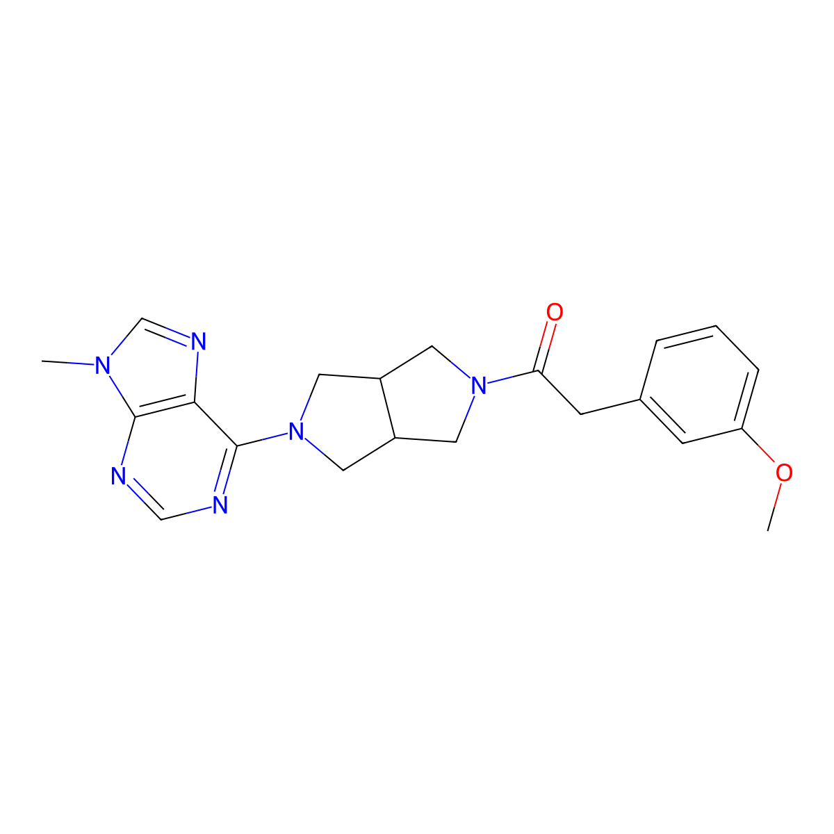 2-(3-methoxyphenyl)-1-[5-(9-methyl-9H-purin-6-yl)-octahydropyrrolo[3,4-c]pyrrol-2-yl]ethan-1-one molecular structure, CAS 2549038-78-8