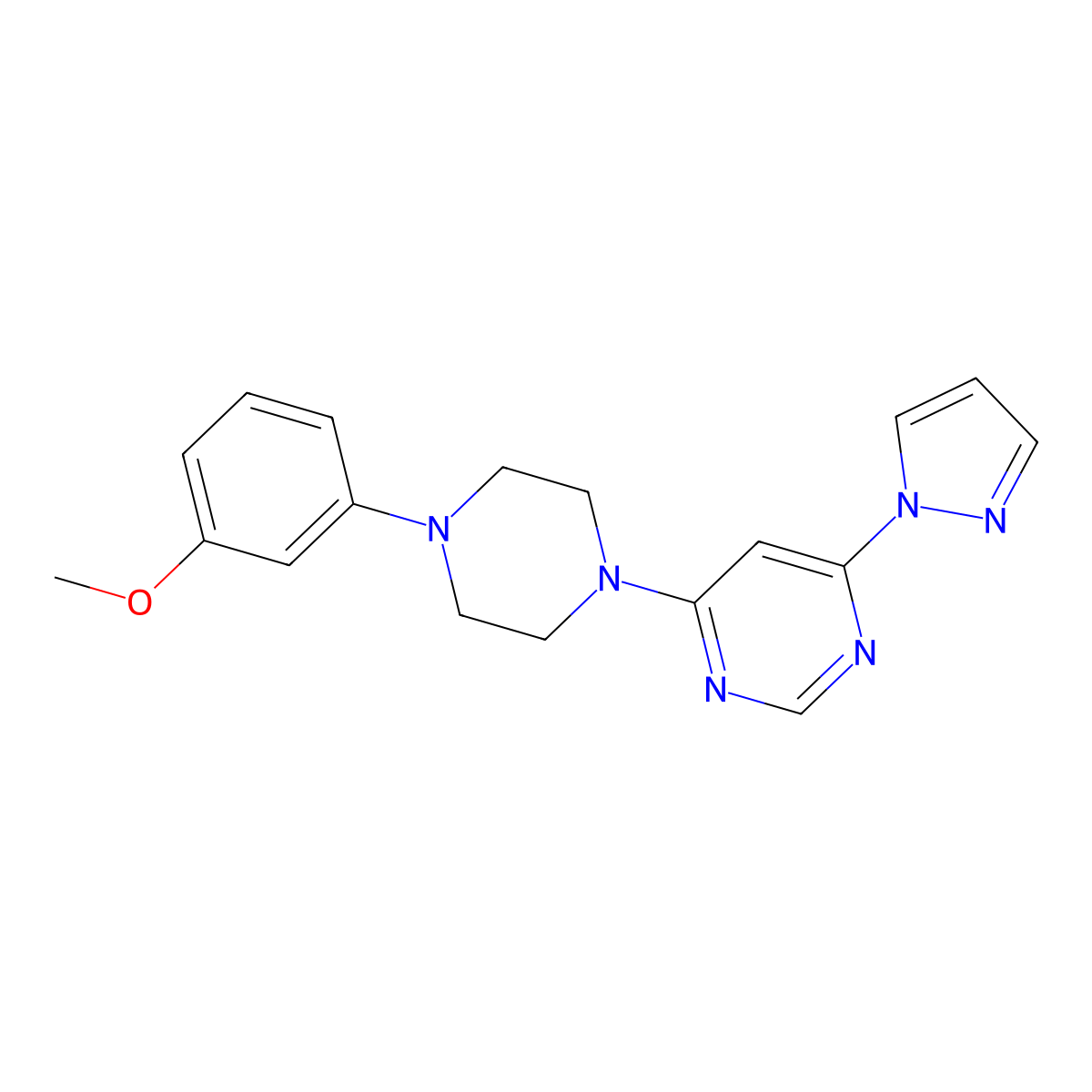 4-[4-(3-methoxyphenyl)piperazin-1-yl]-6-(1H-pyrazol-1-yl)pyrimidine molecular structure, CAS 2549038-82-4