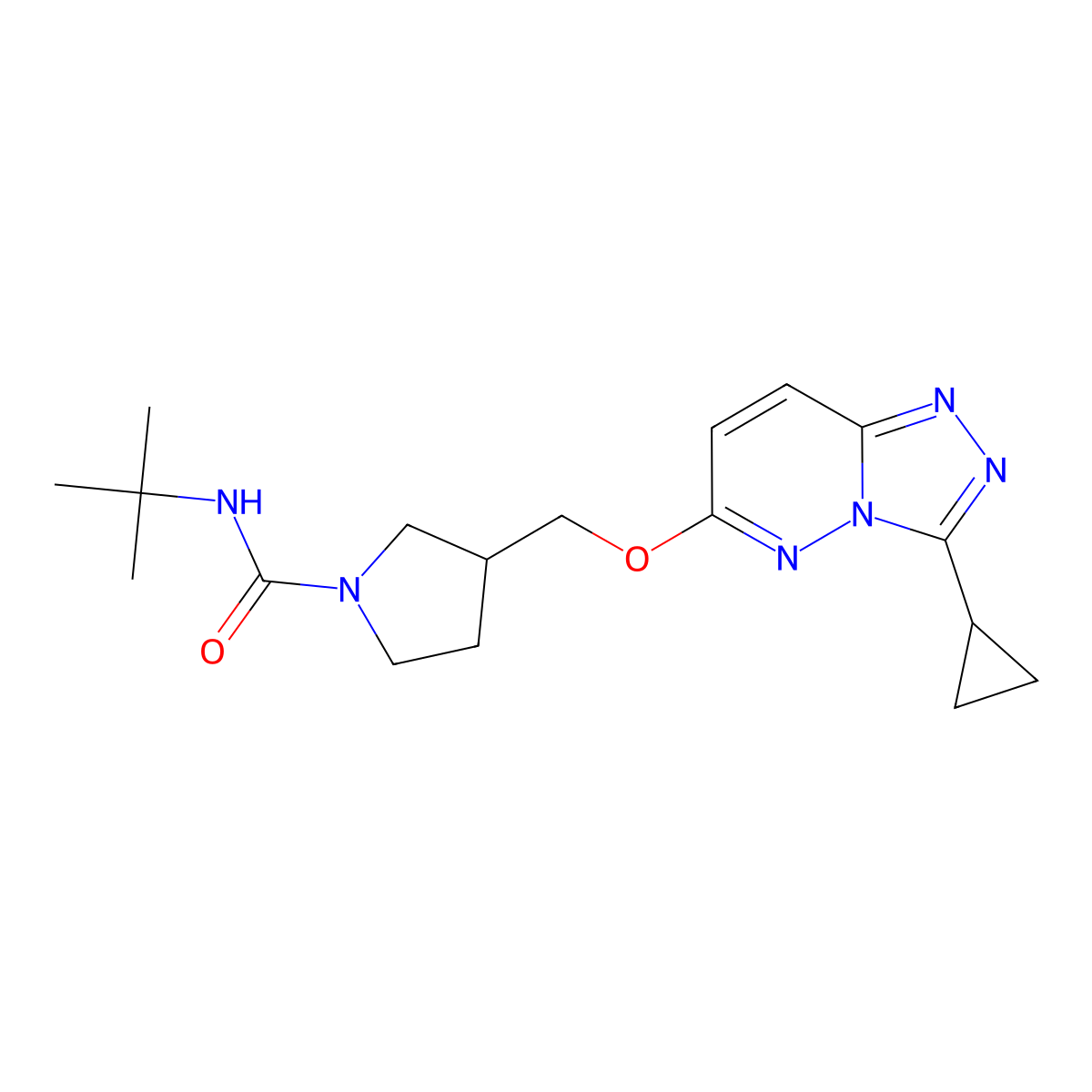 N-tert-butyl-3-[({3-cyclopropyl-[1,2,4]triazolo[4,3-b]pyridazin-6-yl}oxy)methyl]pyrrolidine-1-carboxamide molecular structure, CAS 2549038-87-9