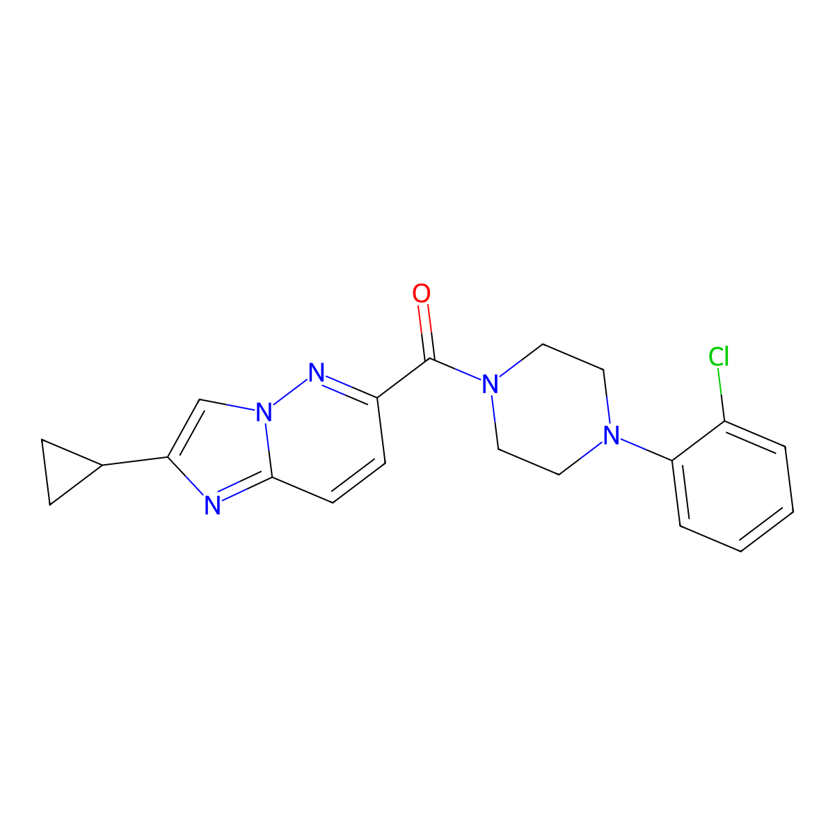 1-(2-Chlorophenyl)-4-{2-cyclopropylimidazo[1,2-b]pyridazine-6-carbonyl}piperazine molecular structure, CAS 2549038-92-6