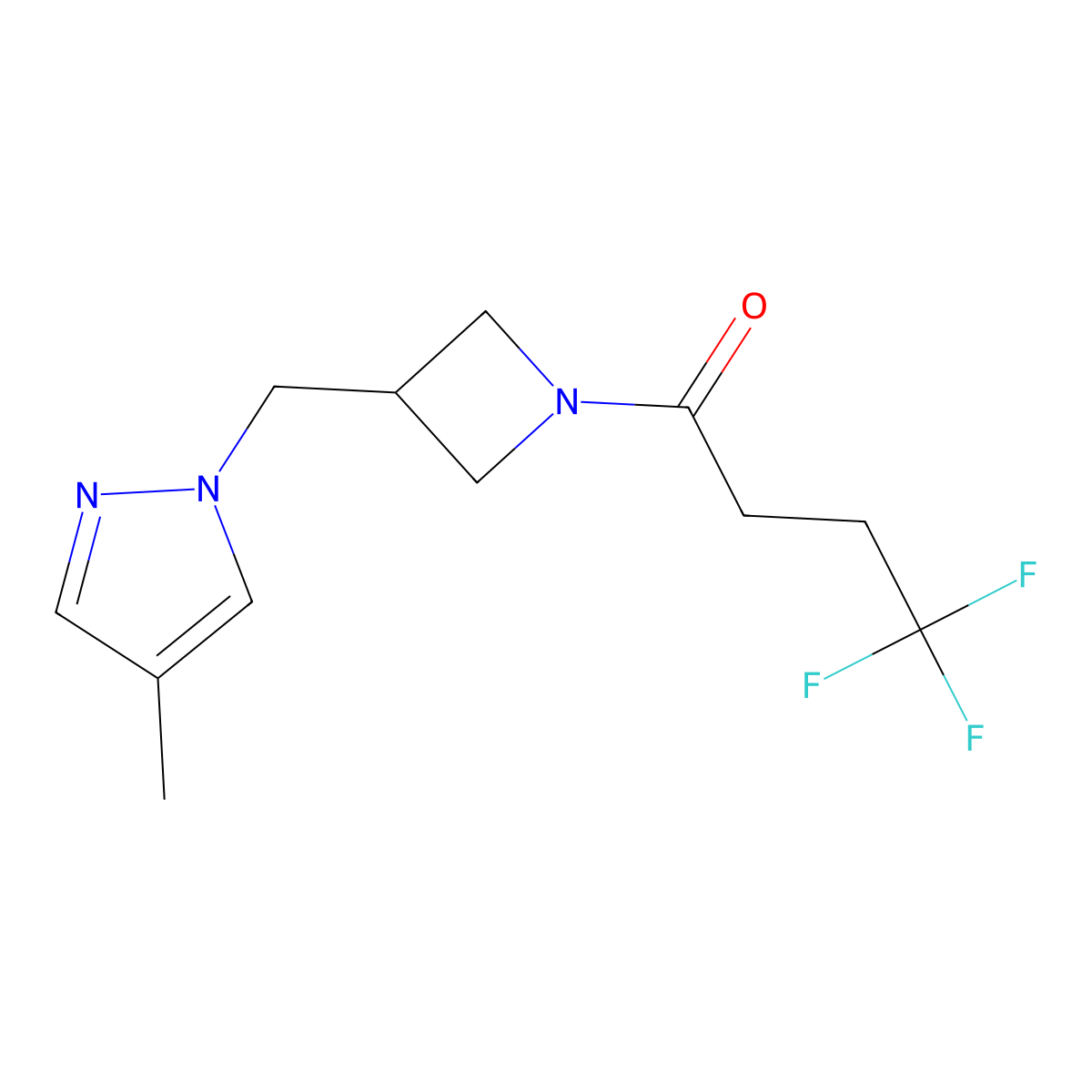4,4,4-trifluoro-1-{3-[(4-methyl-1H-pyrazol-1-yl)methyl]azetidin-1-yl}butan-1-one molecular structure, CAS 2549038-94-8