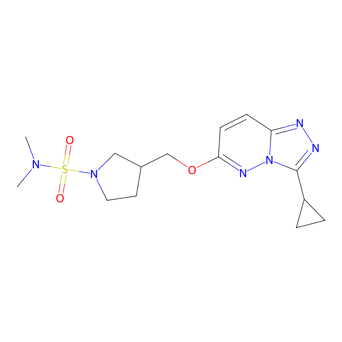 3-[({3-cyclopropyl-[1,2,4]triazolo[4,3-b]pyridazin-6-yl}oxy)methyl]-N,N-dimethylpyrrolidine-1-sulfonamide molecular structure, CAS 2549039-01-0