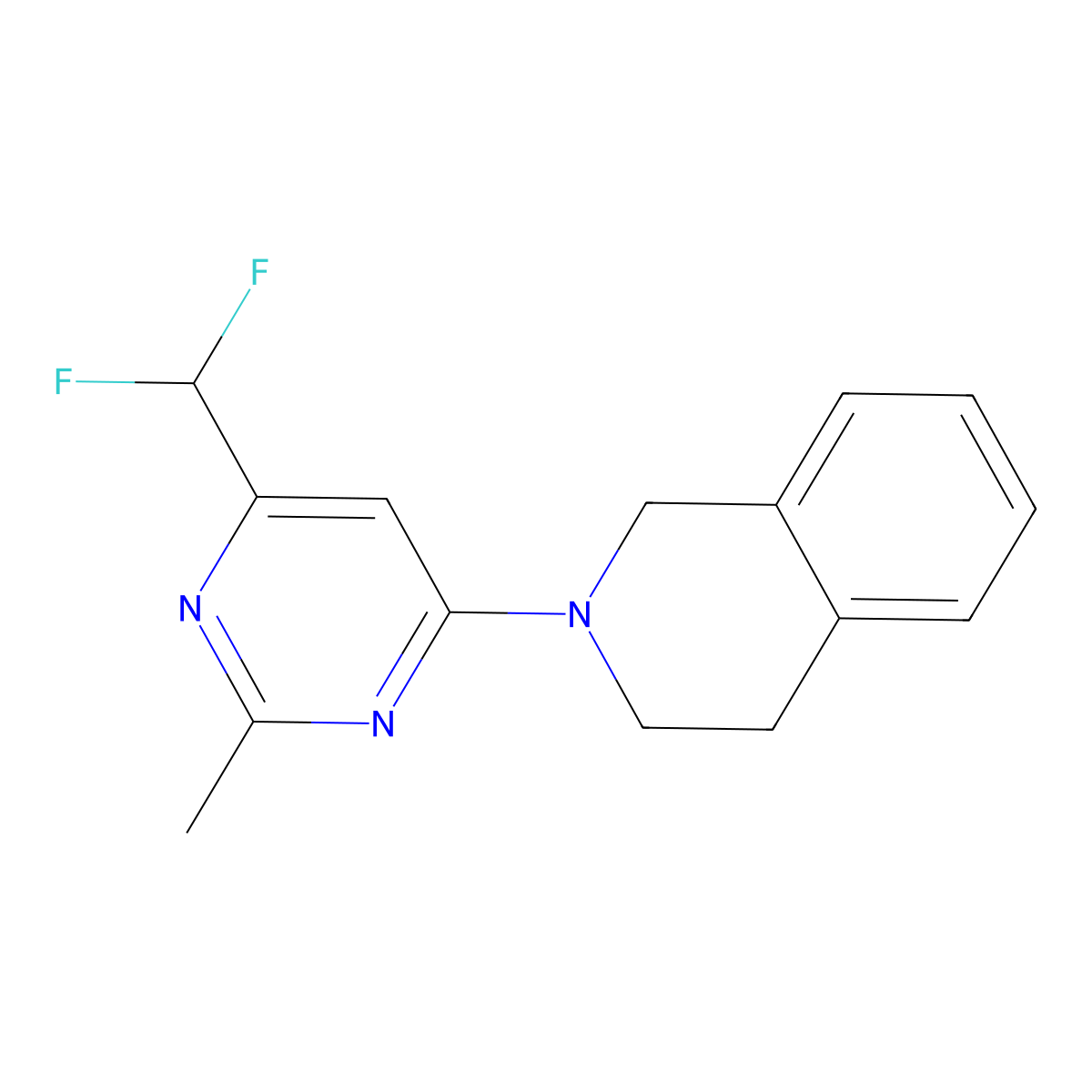 2-[6-(Difluoromethyl)-2-methylpyrimidin-4-yl]-1,2,3,4-tetrahydroisoquinoline molecular structure, CAS 2549039-09-8
