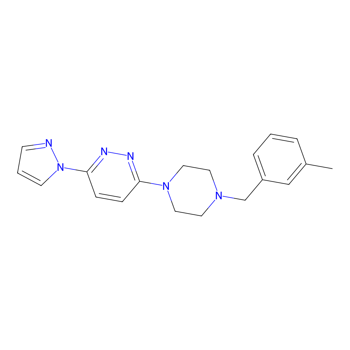3-{4-[(3-methylphenyl)methyl]piperazin-1-yl}-6-(1H-pyrazol-1-yl)pyridazine molecular structure, CAS 2549039-11-2
