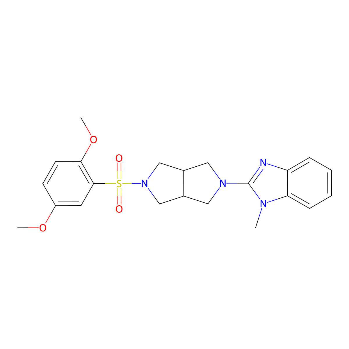2-[5-(2,5-dimethoxybenzenesulfonyl)-octahydropyrrolo[3,4-c]pyrrol-2-yl]-1-methyl-1H-1,3-benzodiazole molecular structure, CAS 2549039-17-8