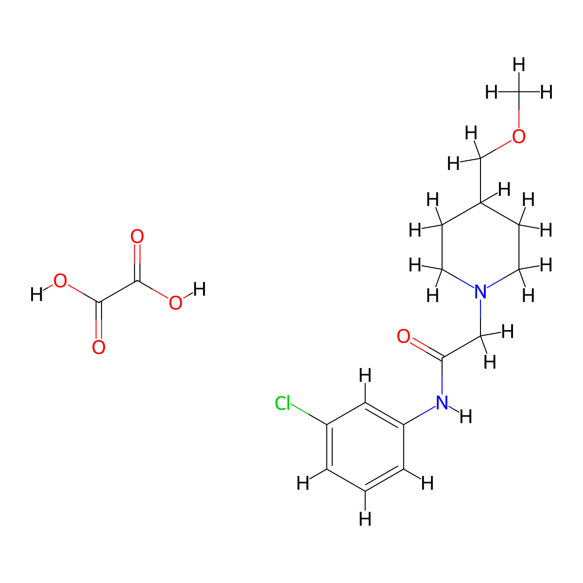 N-(3-chlorophenyl)-2-[4-(methoxymethyl)piperidin-1-yl]acetamide; oxalic acid molecular structure, CAS 2549039-19-0