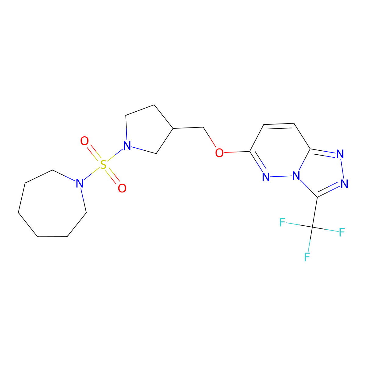 1-{[3-({[3-(Trifluoromethyl)-[1,2,4]triazolo[4,3-b]pyridazin-6-yl]oxy}methyl)pyrrolidin-1-yl]sulfonyl}azepane molecular structure, CAS 2549039-20-3