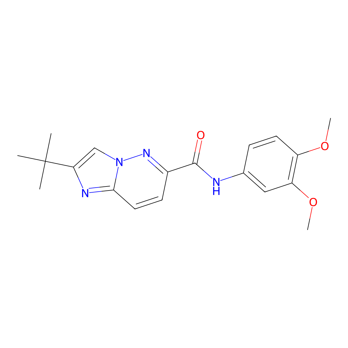 2-tert-butyl-N-(3,4-dimethoxyphenyl)imidazo[1,2-b]pyridazine-6-carboxamide molecular structure, CAS 2549039-21-4