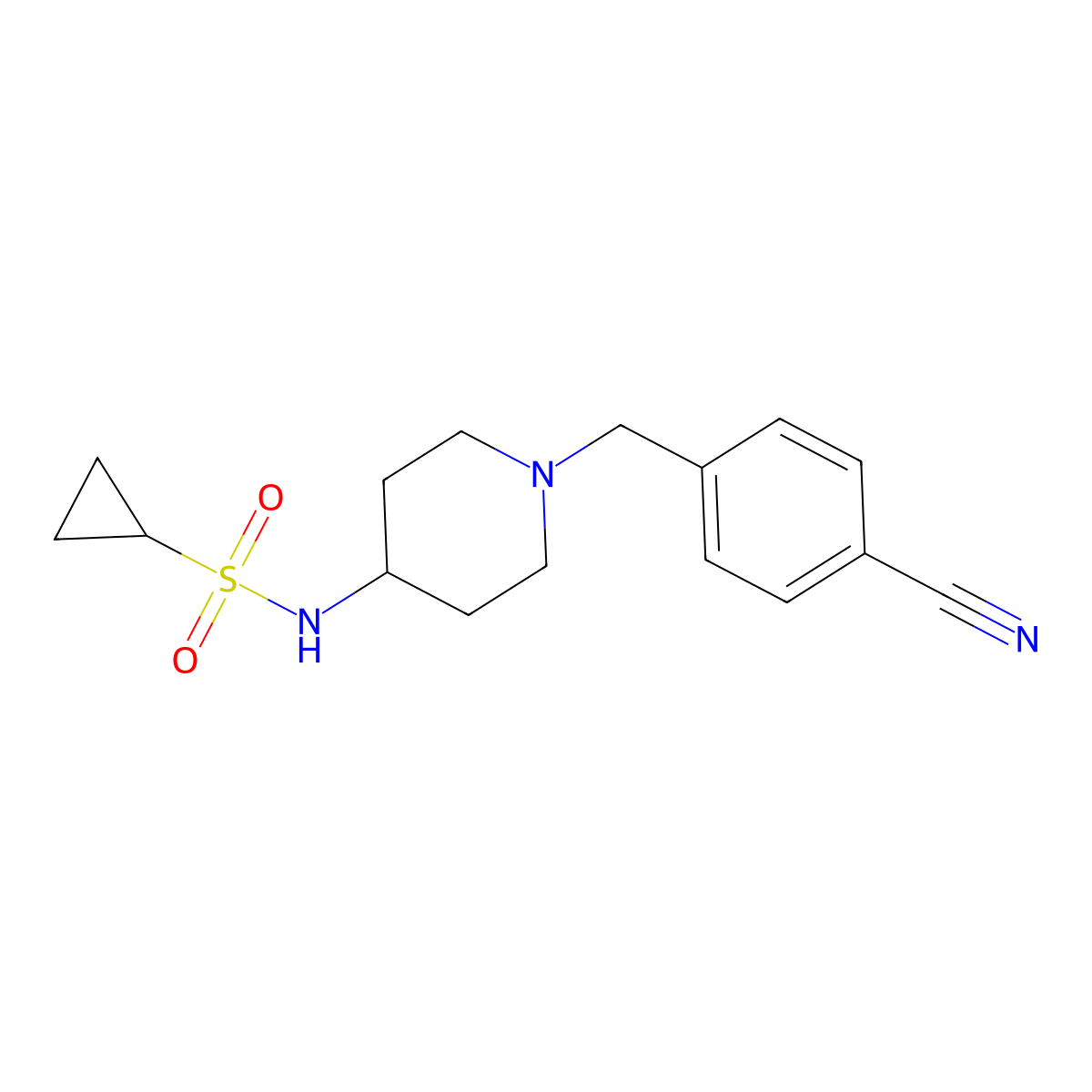 N-{1-[(4-cyanophenyl)methyl]piperidin-4-yl}cyclopropanesulfonamide molecular structure, CAS 2549039-31-6