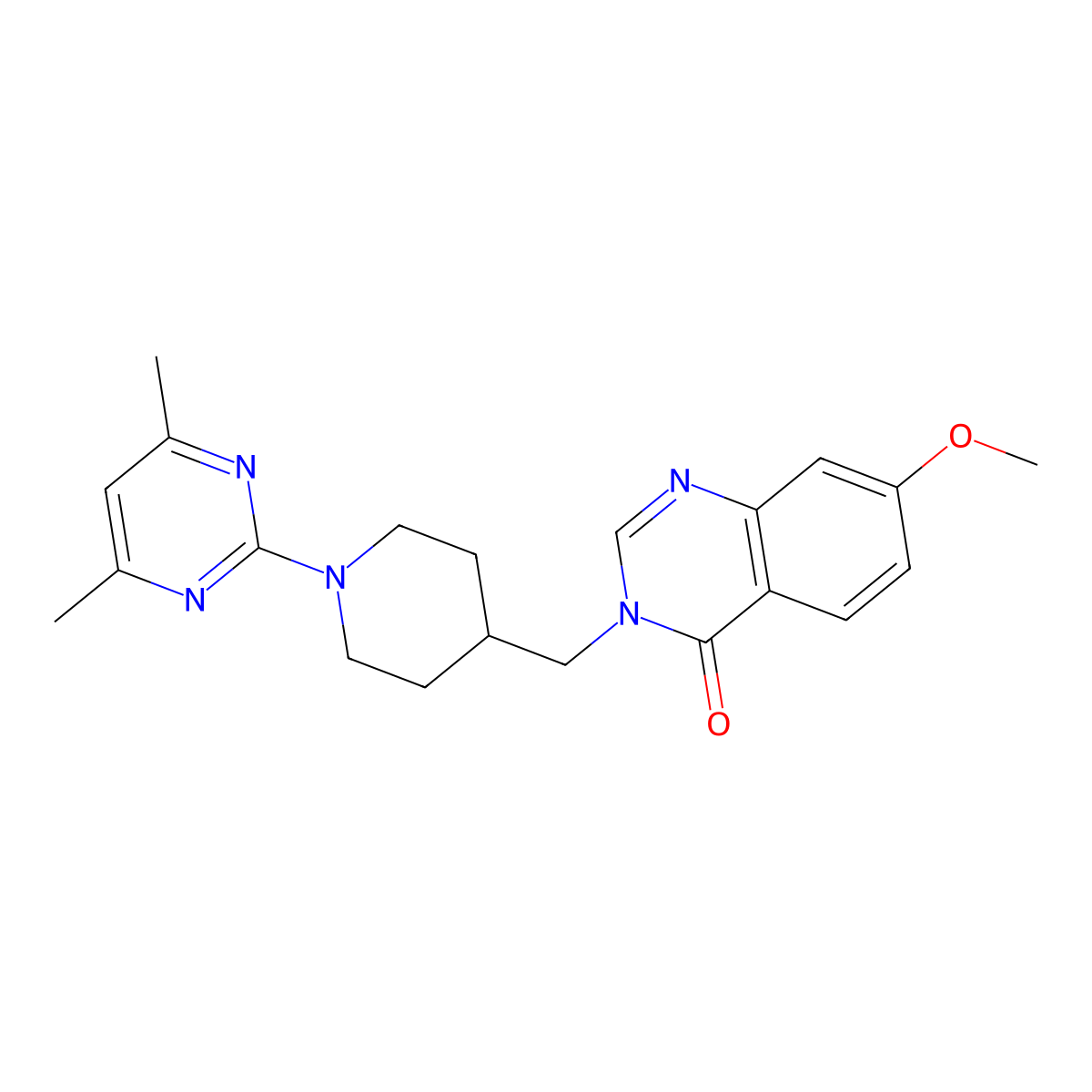 3-{[1-(4,6-Dimethylpyrimidin-2-yl)piperidin-4-yl]methyl}-7-methoxy-3,4-dihydroquinazolin-4-one molecular structure, CAS 2549039-32-7