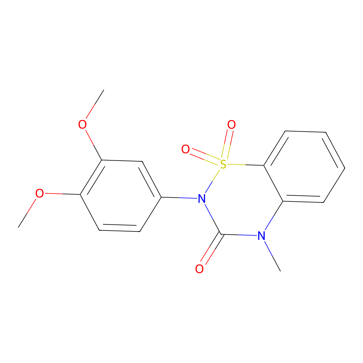 2-(3,4-Dimethoxyphenyl)-4-methyl-1,1-dioxo-1lambda6,2,4-benzothiadiazin-3-one molecular structure, CAS 2549039-33-8