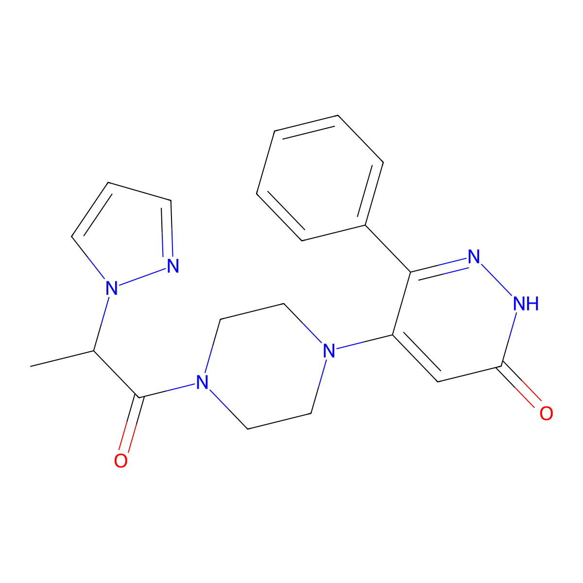 6-phenyl-5-{4-[2-(1H-pyrazol-1-yl)propanoyl]piperazin-1-yl}-2,3-dihydropyridazin-3-one molecular structure, CAS 2549039-35-0