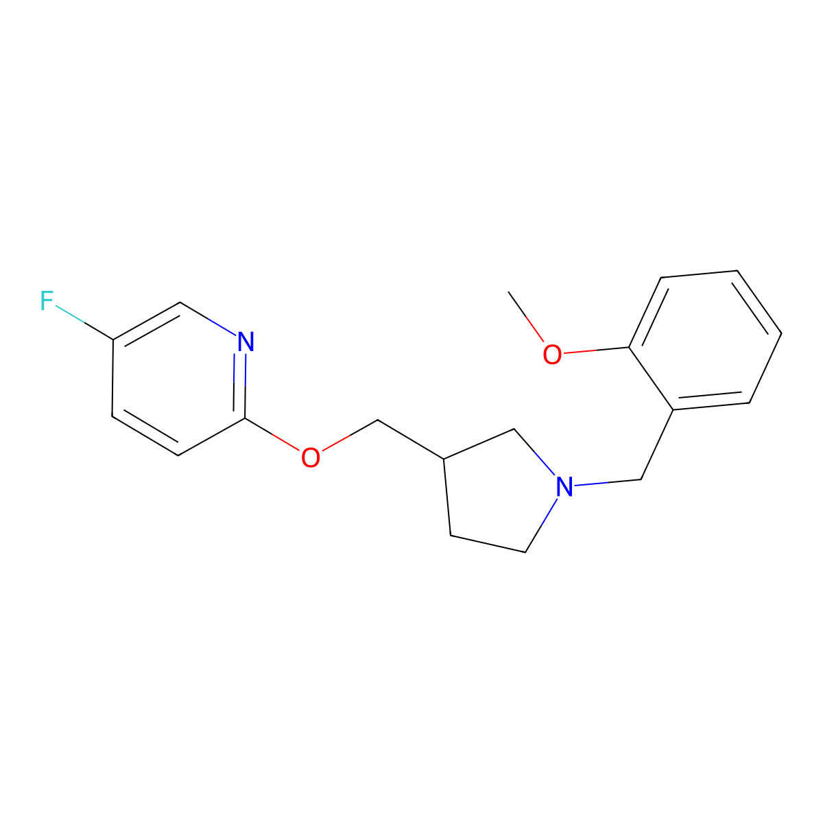 5-Fluoro-2-({1-[(2-methoxyphenyl)methyl]pyrrolidin-3-yl}methoxy)pyridine molecular structure, CAS 2549039-36-1