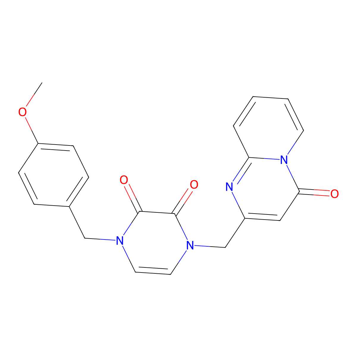 1-[(4-methoxyphenyl)methyl]-4-({4-oxo-4H-pyrido[1,2-a]pyrimidin-2-yl}methyl)-1,2,3,4-tetrahydropyrazine-2,3-dione molecular structure, CAS 2549039-39-4
