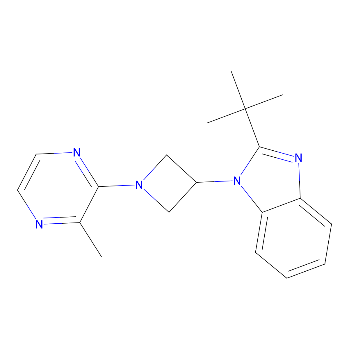2-tert-butyl-1-[1-(3-methylpyrazin-2-yl)azetidin-3-yl]-1H-1,3-benzodiazole molecular structure, CAS 2549039-40-7