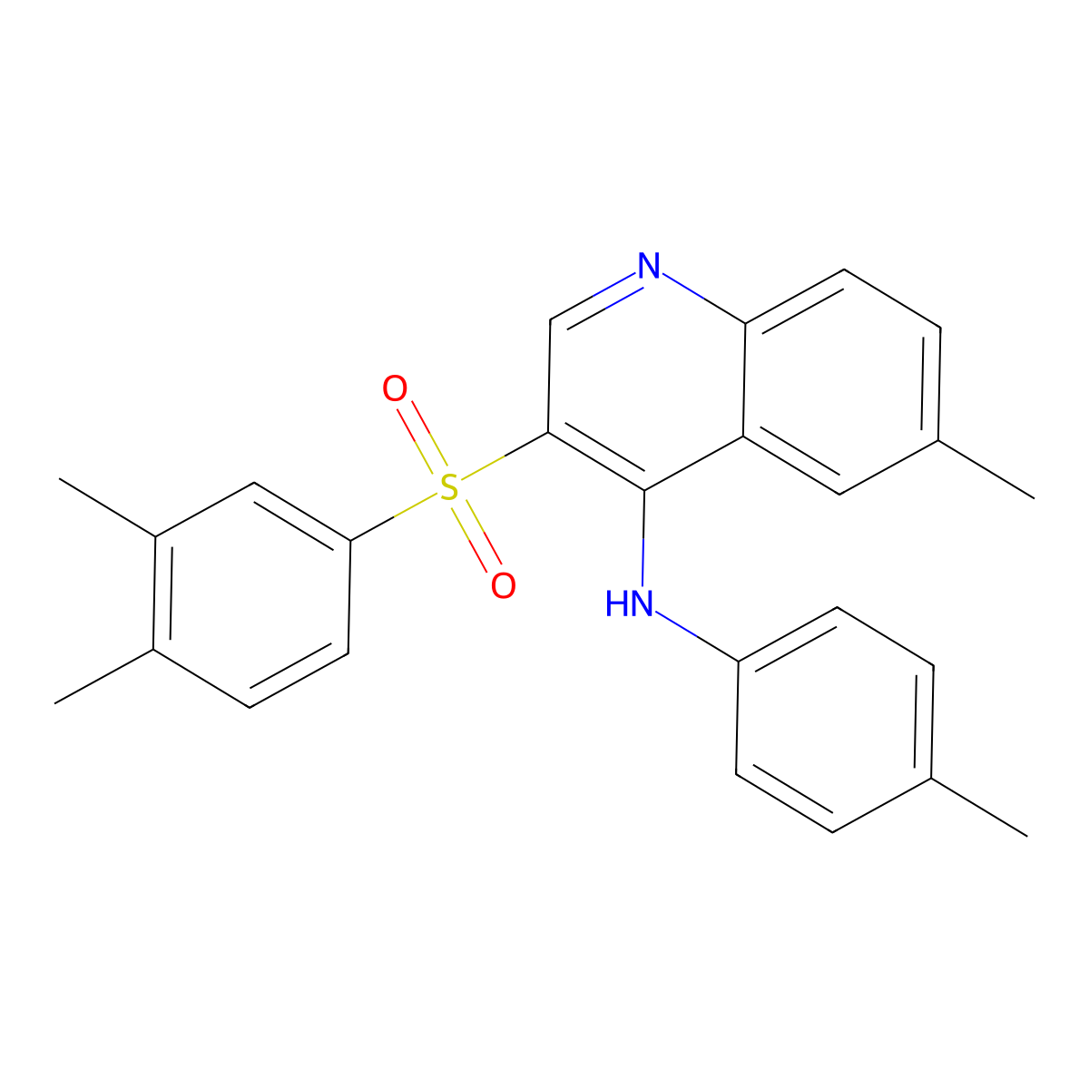 3-(3,4-dimethylbenzenesulfonyl)-6-methyl-N-(4-methylphenyl)quinolin-4-amine molecular structure, CAS 2549039-48-5