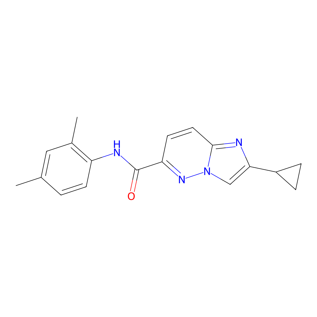 2-cyclopropyl-N-(2,4-dimethylphenyl)imidazo[1,2-b]pyridazine-6-carboxamide molecular structure, CAS 2549039-55-4