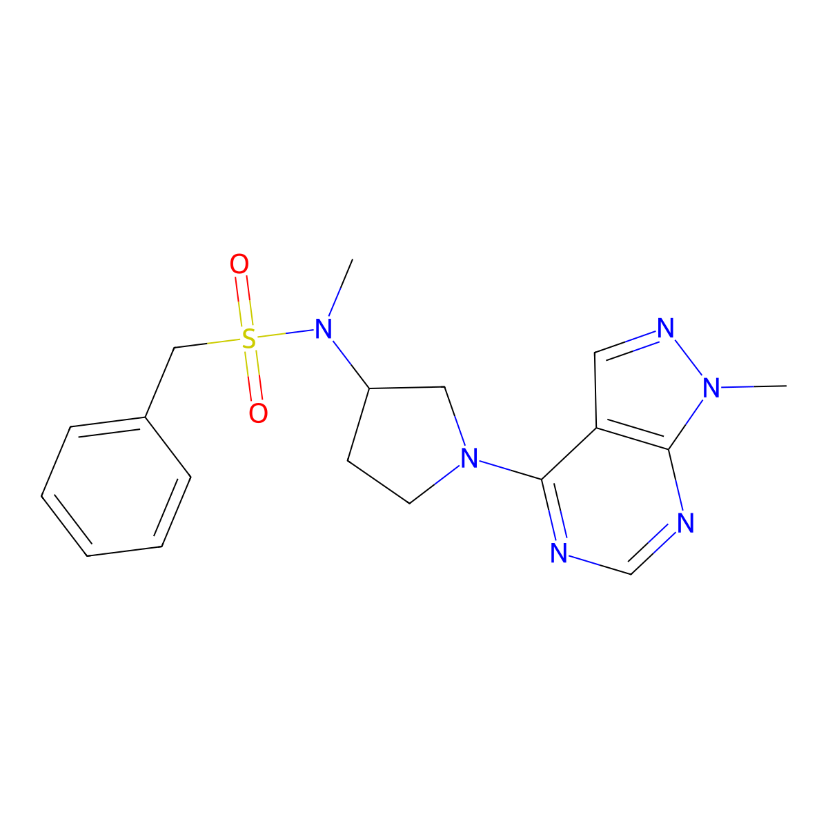 N-methyl-N-(1-{1-methyl-1H-pyrazolo[3,4-d]pyrimidin-4-yl}pyrrolidin-3-yl)-1-phenylmethanesulfonamide molecular structure, CAS 2549039-62-3
