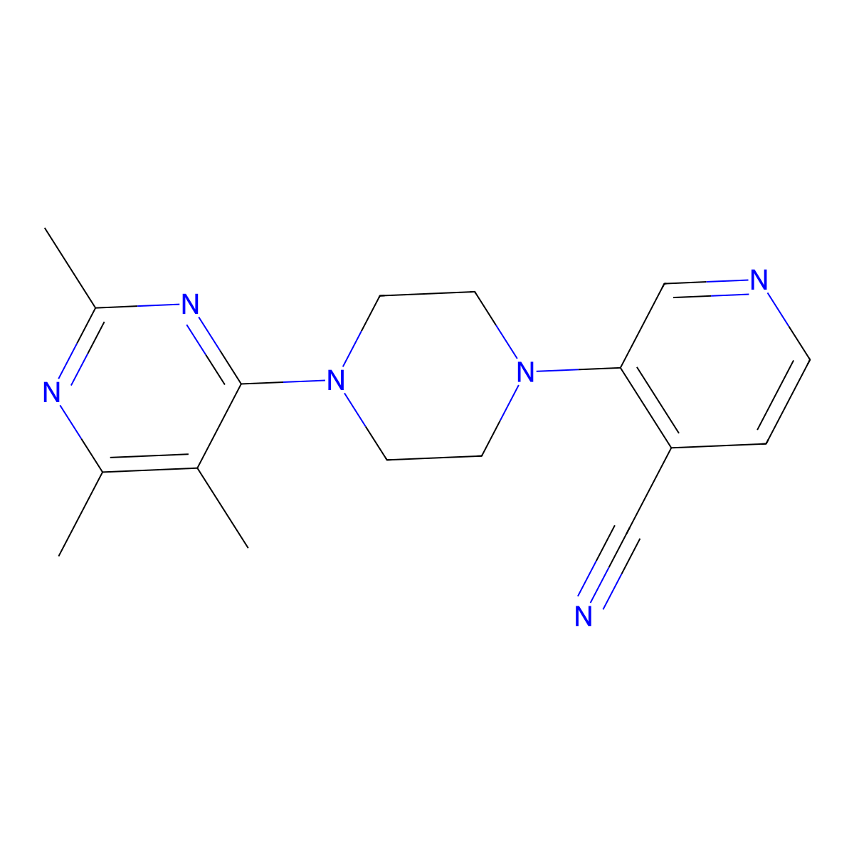 3-[4-(2,5,6-Trimethylpyrimidin-4-yl)piperazin-1-yl]pyridine-4-carbonitrile molecular structure, CAS 2549039-73-6
