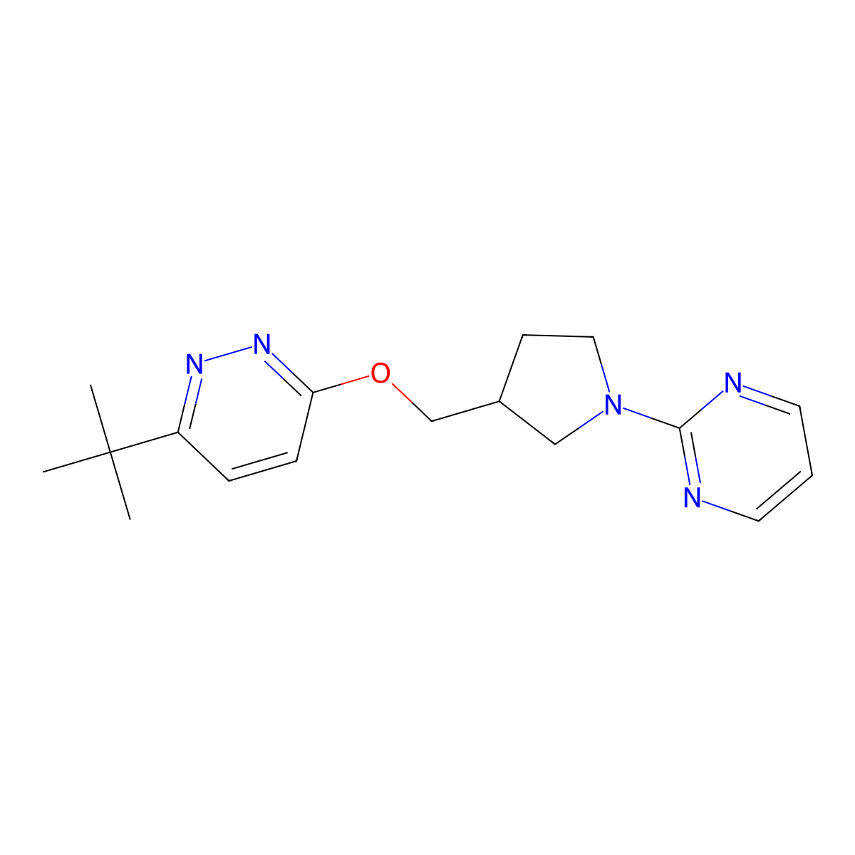 2-(3-{[(6-Tert-butylpyridazin-3-yl)oxy]methyl}pyrrolidin-1-yl)pyrimidine molecular structure, CAS 2549039-84-9