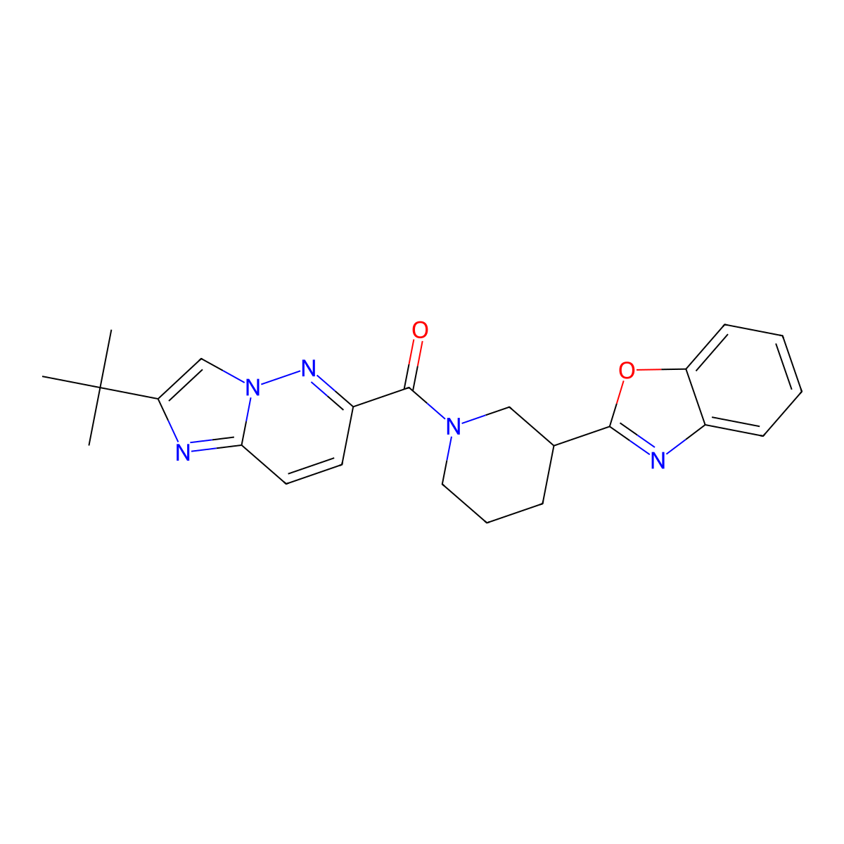 2-(1-{2-Tert-butylimidazo[1,2-b]pyridazine-6-carbonyl}piperidin-3-yl)-1,3-benzoxazole molecular structure, CAS 2549039-87-2